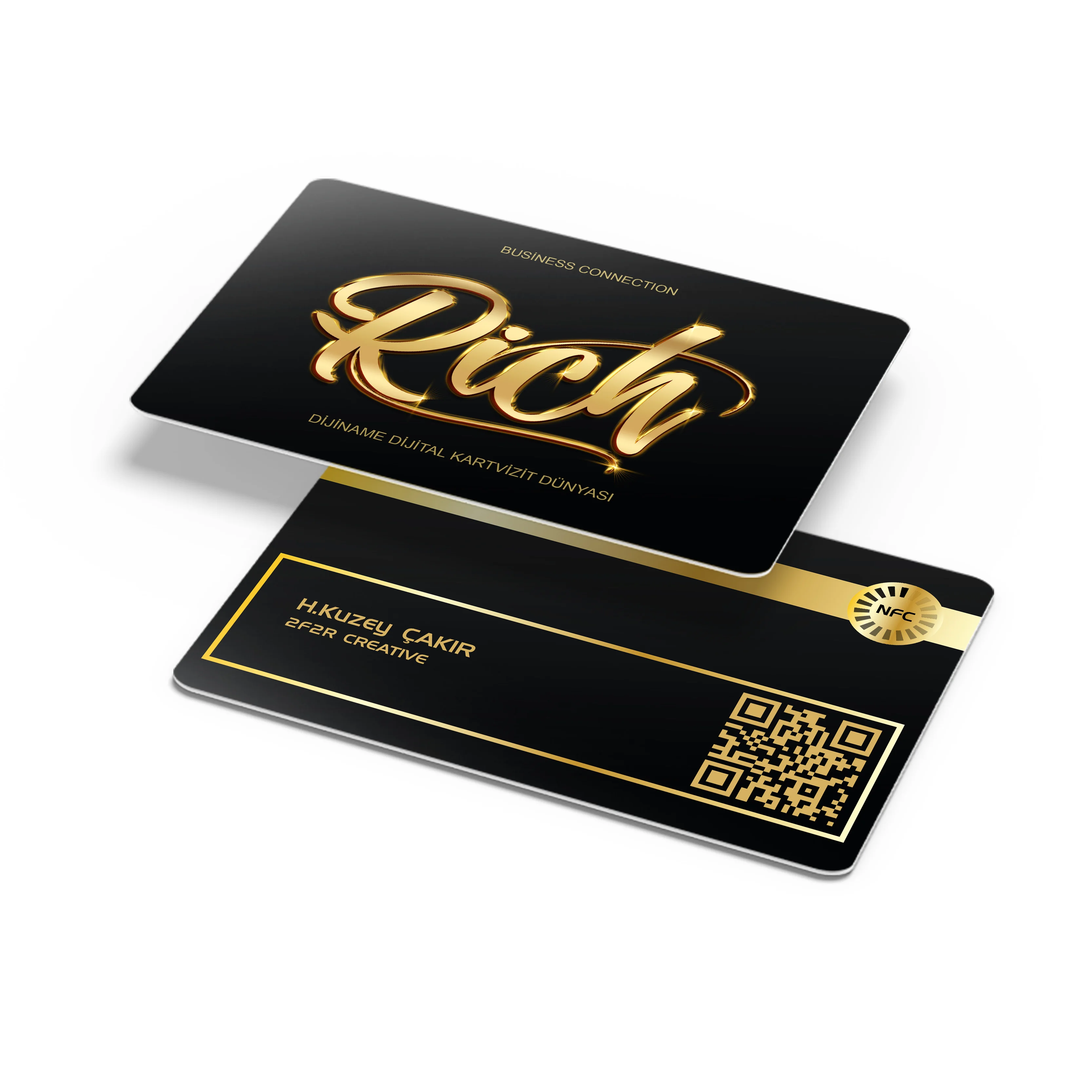 Gold Foil Printed Black Matte PVC Card