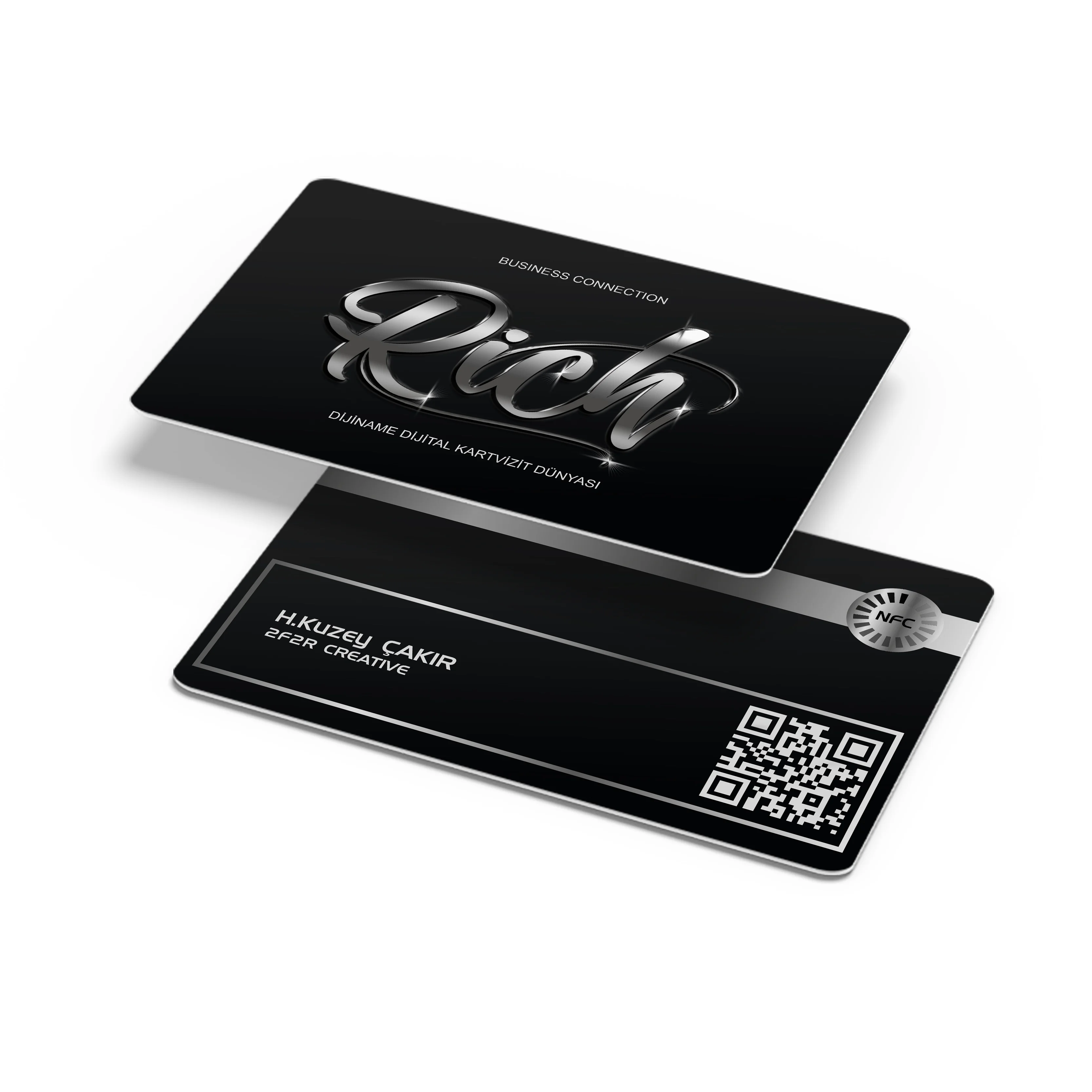 Silver Foil Printed Black Matte PVC Card
